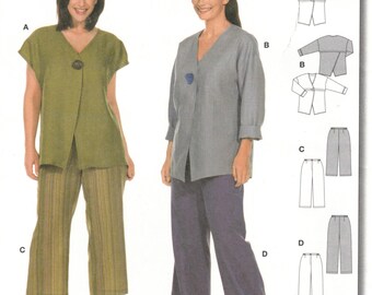 Loose Pantsuit | Side Elastic Pants, Asymmetrical Top | Easy Burda 8627 Plus Size 18 20 22 24 26 28 30 32 uncut