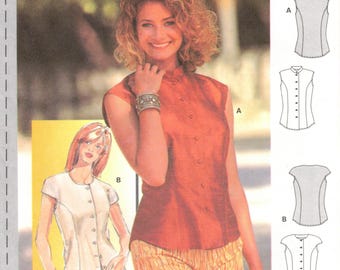 Cap Sleeve Blouse Top | Princess Seams | Burda 2934 Size 8 10 12 14 16 18  uncut