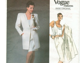 80s Christian Dior Below Hip Fitted Jacket | Straight Skirt, Pullover Top, Cutaway Armholes | Vogue 1867 Size 14 Bust 36 uncut