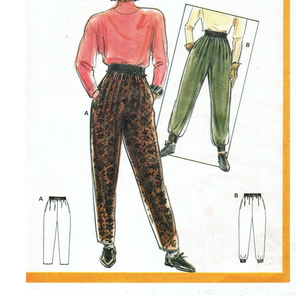 80s Ankle Elastic Pants | Very Loose, Tapered Legs, Wide Elastic Waist, Pockets | super easy Burda 5582 8/10 12/14 16/18 uncut