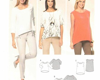 Scoop Neck Top | Sleeve length options, high low hemline  | Burda 6762 | Size 10 12 14 16 18 20 | uncut