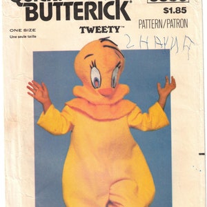 Disfraz de Piolín Infantil Años 70 + Mascarilla / Quick Butterick 6350 Tallas 2 4 6 8 10 12 sin cortar
