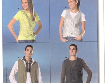 Unisex Unlined Vest | Back belt V Neck Welt Pockets | easy Burda 7810 Bust chest 34 36 38 40 42 44 uncut