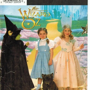 90er Jahre Mädchen Die Zauberer von Oz™ Kostüme | Dorothy, Die Gute & Böse Hexe |  Schlichtheit 0631 Gr. 3 4 5 6 7 8 ungeschnitten