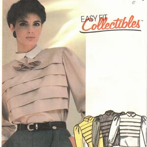 Chemisier années 80 à plis horizontaux + jabot | Boutonnage au dos | McCalls 2072 Taille 6 Tour de poitrine 77,5 cm (non coupé)