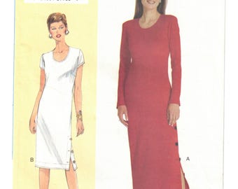 90s Close Fitting Stretch Knit Dress| Long or Short Sleeves | Todays Fit by Sandra Betzina for Vogue 7055 Size A B C Bust 32 34 36 uncut