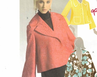 Swing A line Jacket | Large Lapel Collar, Back Pleat | McCalls 5276 Size 6 8 10 12 14 Bust 30 31 32.5 34 36 uncut