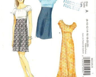 Puffed Sleeve Dress | Ankle or Above Knee Length | McCalls 6534 Sizes 8 - 22 uncut