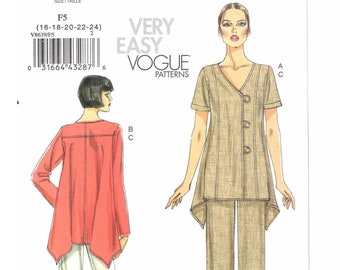 Loose Tunic + Elastic Waist Pants | Custom Fit Cup Sizes | Very Easy Vogue 8639 Size 16 18 20 22 24 Bust 38 - 46 uncut