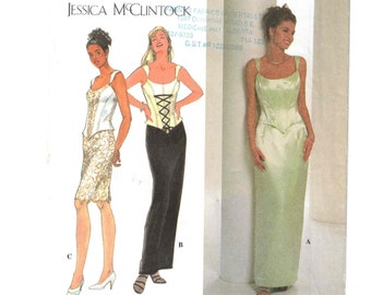 90s Bustier + Long Short Slim Skirt | Simplicity 7637 Size 10 12 14 Bust 32.5 34 36 uncut