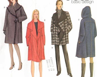 90s Oversized Coat | Large Collar or Hood | Two Lengths | Vogue 2598 Size XL XXL 20 22 24 Bust 42 44 46