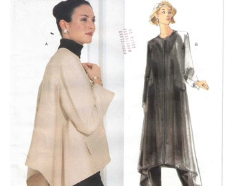 90s Shaped Hemline Jacket Coat Duster | Geoffrey Beene | Vogue American Designer 2232 Size S M L XL 6 - 22 Bust 30.5 - 44 uncut