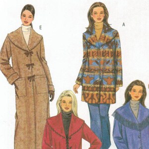 Large Collar Jacket + Coat | Loose, Wide Collar, Fleece, Unlined, Patch Pockets, Fringe | McCalls 4670 Plus Size L XL 16 18 20 22