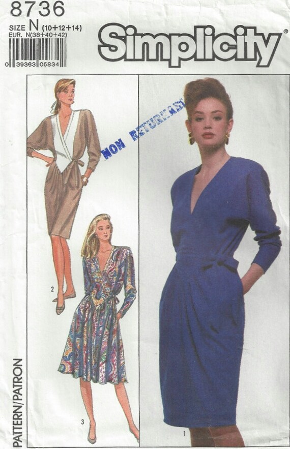 80s Dolman Sleeve Dress V Neckline 