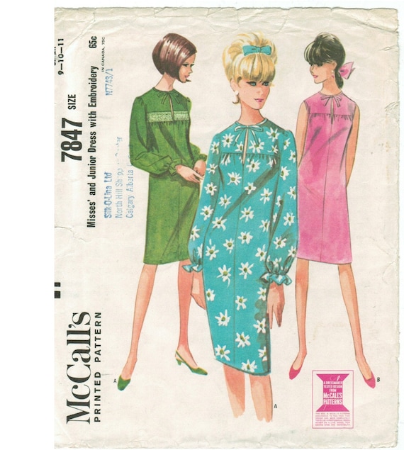 60s Yoke Dress | Smock Embroidery, Long Sleeves Sleeveless, Jewel Neckline| Mccalls 7847 Misses Size Small 9 10 11 Bust 30 31 31.5 - Etsy 60s Yoke Dress | Smock Embroidery, Long Sleeves Sleeveless, Jewel Neckline| Mccalls 7847 Misses Size Small 9 10 11 Bust 30 31 31.5 - Etsy