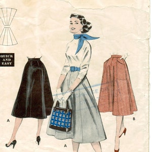 50s Flared 8 Gore Skirt | Narrow Waistband, Side Opening, Slanted Patch Pockets | Butterick 7149 Waist 26"  Hip 35"