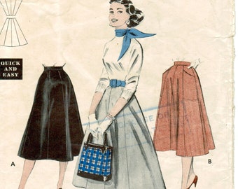 スカート Burmula / GORED FLARE SKIRT (STRIPE) 50s Six Gore Flared Skirt in 3 Views Crossed Tab Trim Option