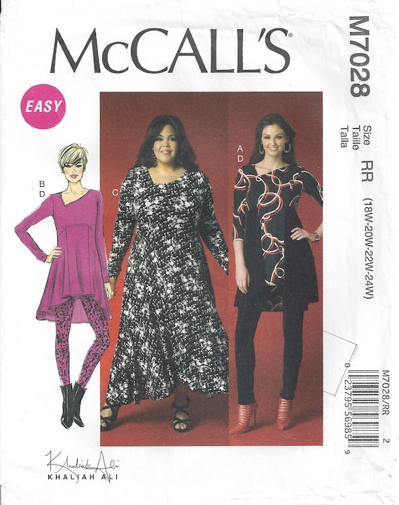 Women's Fit and Flare Knit Dress, Tunic, Top Asymmetrical Shaped Hem,  Leggings Mccalls 7028 Plus Sizes 18 20 22 24 Uncut -  Canada