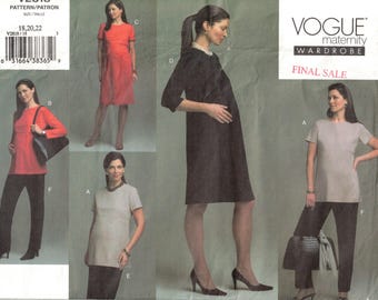 Vogue Maternity Wardrobe | Dress Top Skirt Pants | Vogue 2818 Size 18 20 22 Bust 40 42 44 uncut