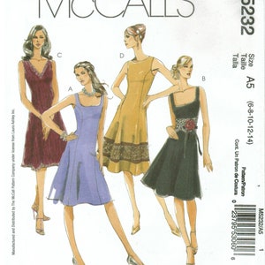 Fit & Flare Sleeveless Lined Dress | Neckline Variations | Laura Ashley | McCalls 5232 Size 6 8 10 12 Bust 30.5 31 32 34 36 uncut