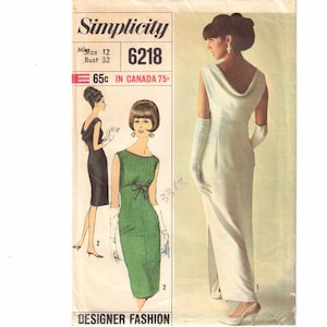 Robe cocktail dos nu style années 60 | Taille empire | Simplicity 6218 Taille 12 Tour de poitrine 81 cm | Mode de créateur