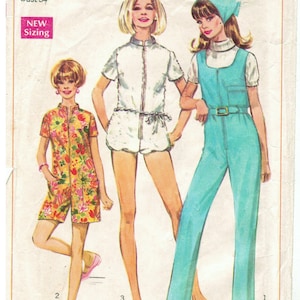 60er Jahre Overall oder Romper | Vorne Reißverschluss, Kurze Ärmel, Ärmellos, Bloomers | Einfachheit 7648 Größe 12 Büste 34