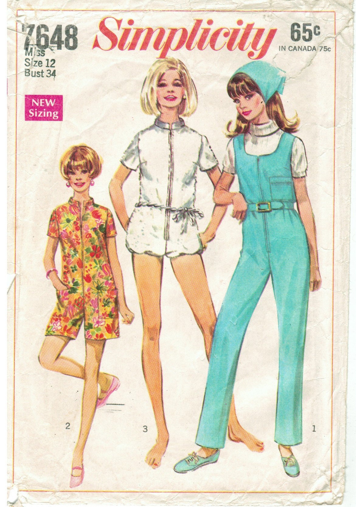 60s Jumpsuit or Romper | Front Zipper, Short Sleeves