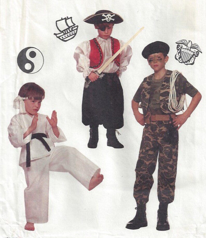 Children's Costume Patterns Pirate Boxer Cowboy Commando Karate Kid