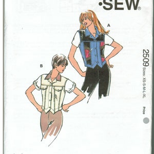90s Country Western Vest | Yoke, Collar, Shaped Hemline, Contrast Panels | Kwik Sew 2509 Misses Sizes XS S M L XL uncut