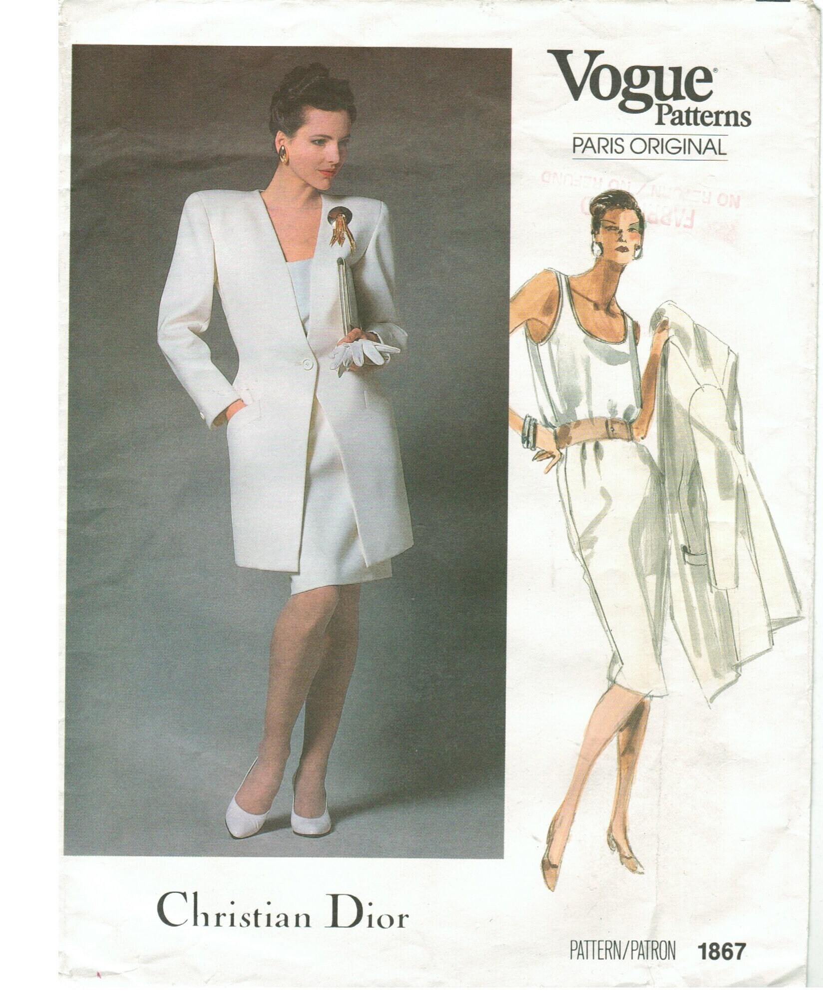 80s Christian Dior Below Hip Fitted Jacket | Straight Skirt