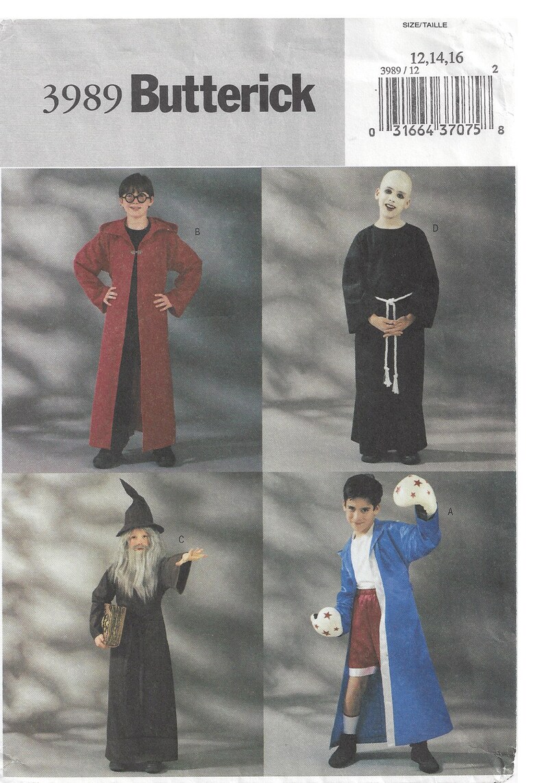 CostumesHooded CloakMonk's 16 Butterick 7 12 10 CapeBoxer 14 RobeWizardHarry 3989 Boys 8 PotterGandolfEasy Size Or lK3TFJ1uc