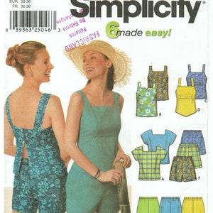 Summer Tops & Shorts | Empire Waist Camisole, Shoulder Straps, Sleeveless, Back Button  | easy Simplicity 9752 Size 4 6 8 10