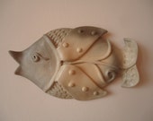Wall fish ceramic.  Ivory creamy Pisces. Dreamy fish. Wall decor. Ceramic wall art. Wall hanging. Handmade house Pisces. FREE SHIPPING!