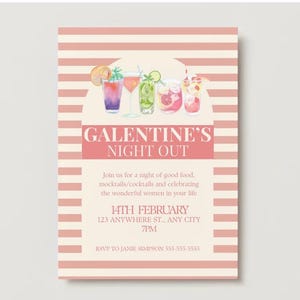 Inbjudan till Galentines tjejkväll, bokklubb (digital nedladdning) Batchlorette-fest, cocktailparty
