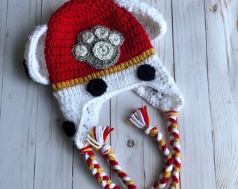 Crochet Fire Fighter Dog Hat