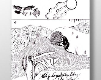 Poster - Les Chants de Maldoror (The Songs of Maldoror) #5 - 'Wretched ball', 2014 - Black and White Art Print in Sizes A4, A3 and A3+