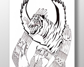 Poster - Les Chants de Maldoror (The Songs of Maldoror) #4 - 'Maldoror versus Hope', 2014 - Black and White Art Print in Sizes A4, A3 & A3+