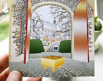 Postcard - Dutch Go Open 2023 - Baduk, Weiqi, Go Game - Go Board in the Historic City of Leiden, Burcht van Leiden & Hooglandse Kerk