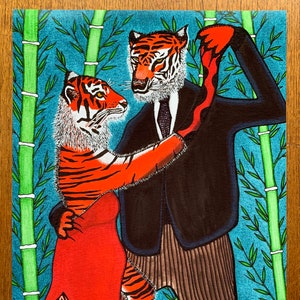 Poster Salsa-Dancing Tigers in Bamboo Forest Romance and image 1