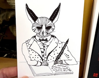 Postcard - Les Chants de Maldoror (The Songs of Maldoror) #1 - 'Isidore Ducasse', 2014 - Hand-Drawn Black and White Artwork