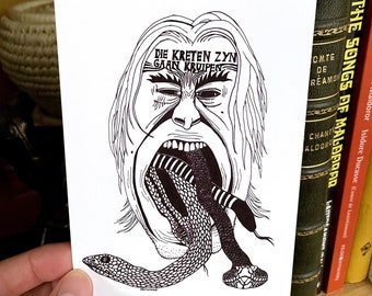 Postcard - Les Chants de Maldoror (The Songs of Maldoror) #2 - 'These cries have begun to crawl', 2014 - Hand-Drawn Black and White Artwork