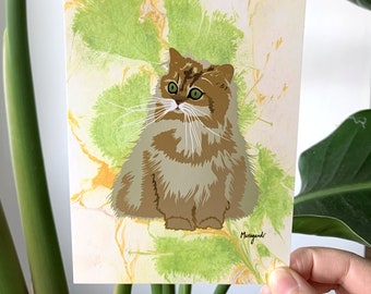 Ruby the Cat Postcard – British Longhair, Digital Art