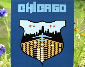 Postcard - Chicago Midway Go Club - Baduk, Weiqi, Go Game - Airplane Takes Off From Go Board While Ladder Breaks Free