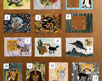 Set of 5 Postcards about the Game of Go / Weiqi / Baduk - Take Your Pick from 47 Designs