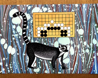 Ring-Tailed Lemur Go Game Art Print – Weiqi Baduk Tsumego