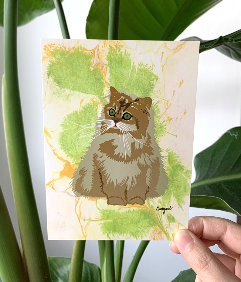 Rubin Die Susse Katze Postkarte Von Hand Gezeichnet Ecolorit Etsy
