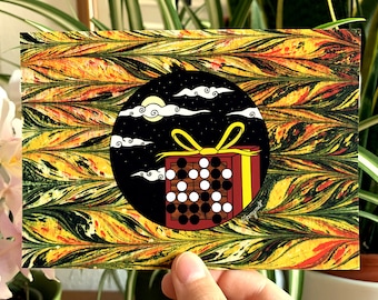 Postcard - Shared Life on the Goban - Baduk, Weiqi, Go Game - Whole Board Seki - Christmas Present