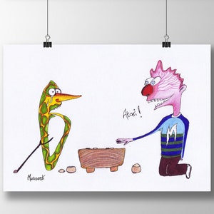 Poster - Atari! - Baduk, Weiqi, Go Game - Den där känslan när du förlorar ett brädspel - Konsttryck i storlekarna A4, A3 och A3+
