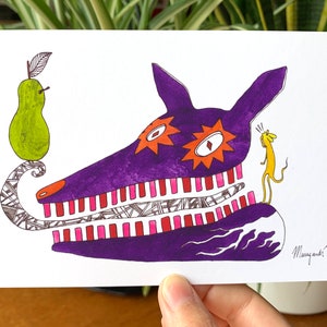Carte postale - Le secret - Vous murmurez un secret à l'oreille, illustration de livre pour enfants - Art couleur dessiné à la main