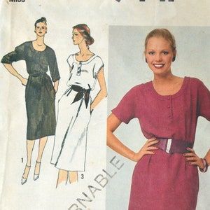 80s Simplicity Sewing Pattern 9441 Pullover Dress Size 14 Bust 92